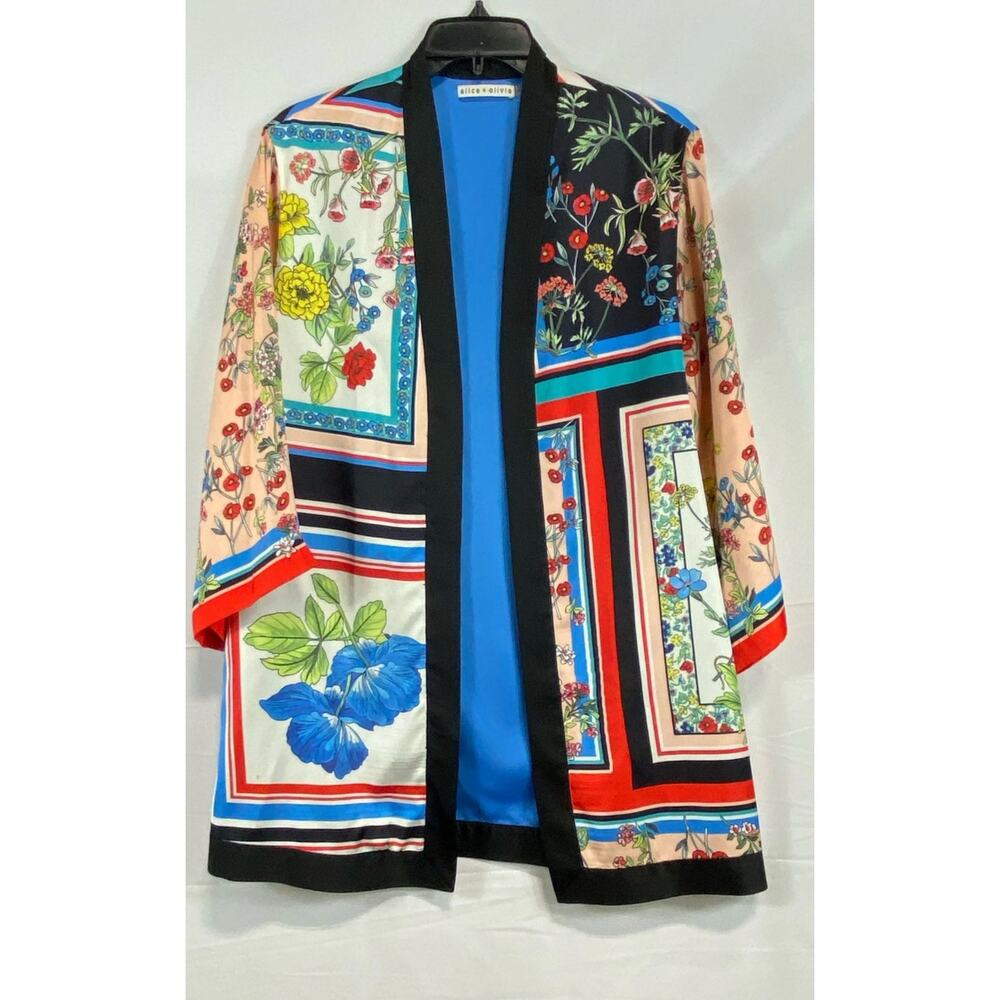 Alice & Olivia Multicolor Floral Print Koko Patchwork Print Lux Jacket Sz. XS/S